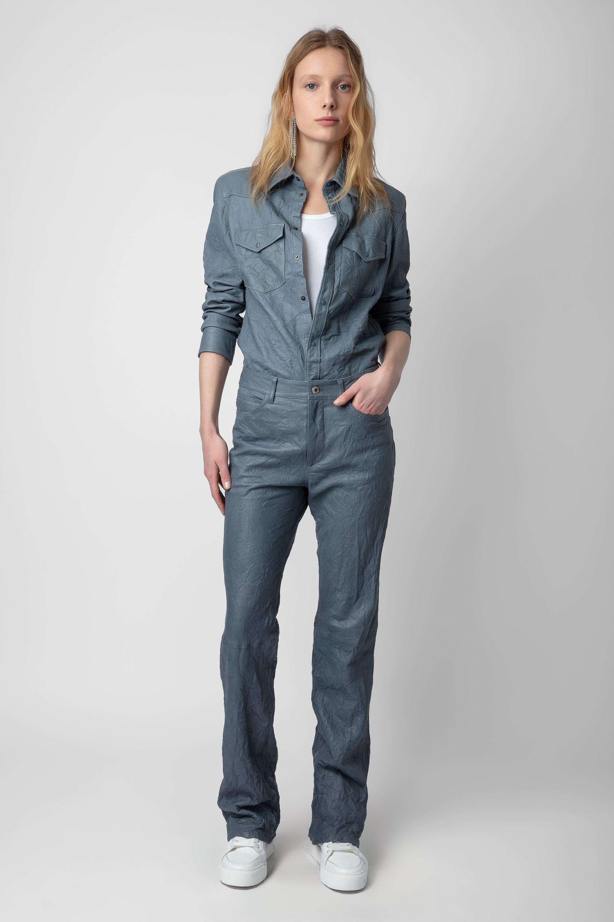 Pistol Crinkled Leather Pants